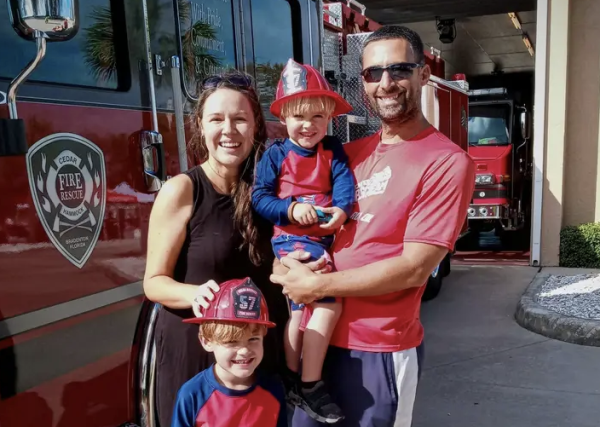 Art teacher Mrs. Thornton with her husband and two sons. Photo from Mrs. Thornton